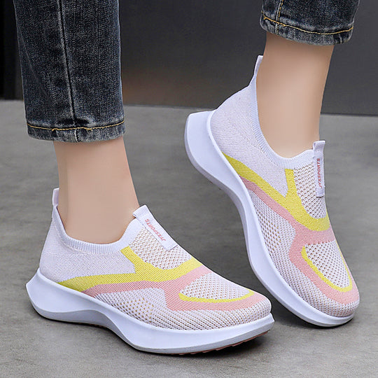 Damen Komfortable Slip-On Sport Sneakers mit elastischem Obermaterial EB