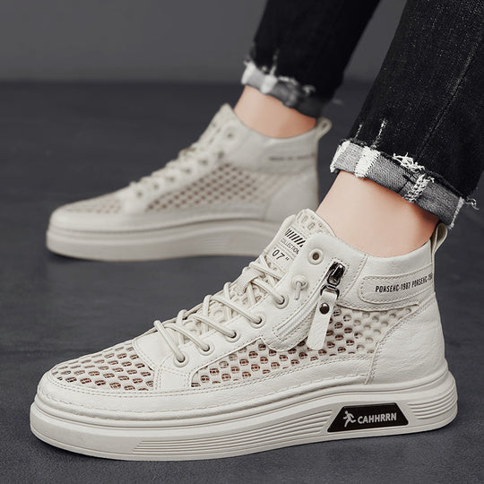Damen modische High-Top Sneakers mit atmungsaktivem Netzdesign und rutschfester Laufsohle EB