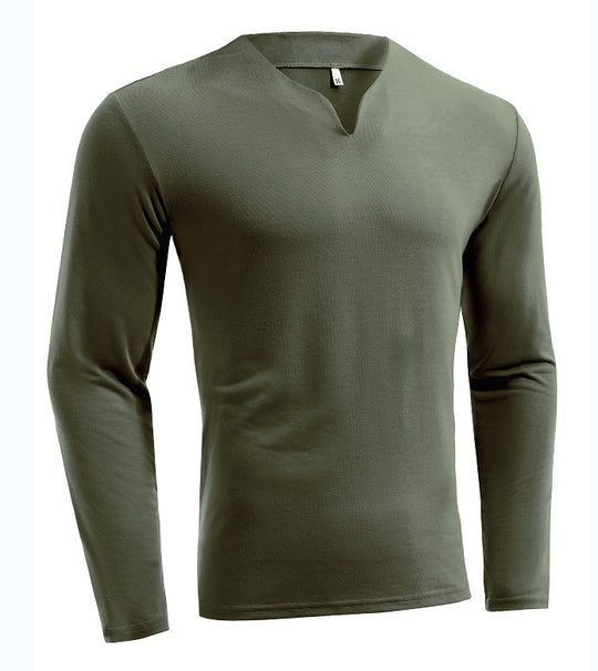Herren nan Langarmshirt mit V-Ausschnitt Slim Fit Baumwollmix und elastischem Komfortbund EB