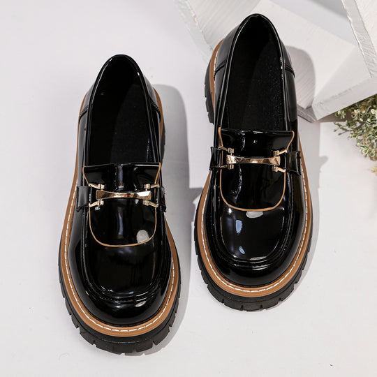 Damen modische Loafers mit stabiler Profilsohle und stilvollem Schnallendesign EB