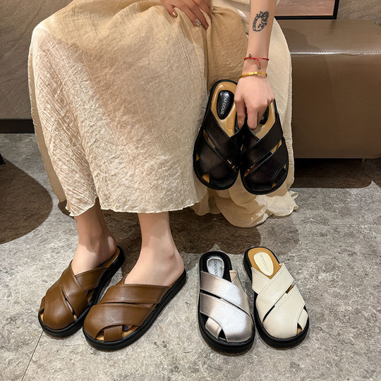 Damen Komfortable Metallische Slides EB