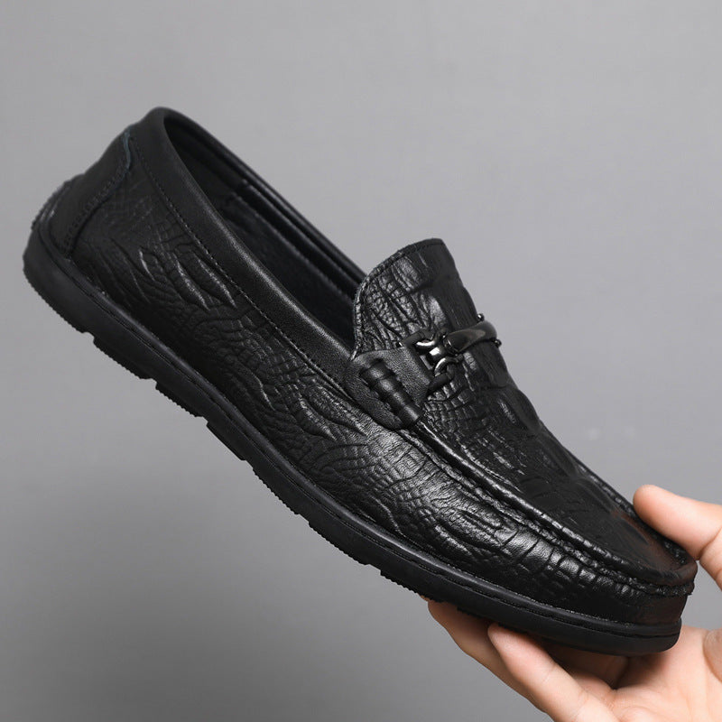 Herren elegante Mokassins im modernen Krokodil-Look EB