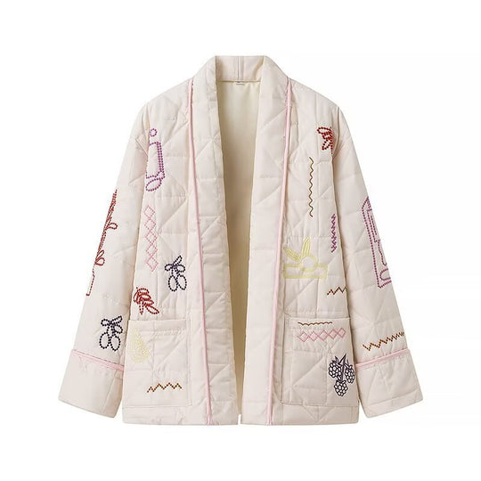 Damen Steppjacke mit kreativem Stickdesign EB