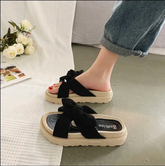 Damen luftige Sandalen mit dekorativem Schleifen-Design EB
