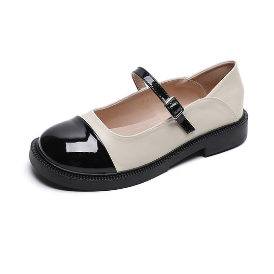 Damen Mary-Jane Schuhe mit glänzendem Lack und verstellbarem Riemen EB