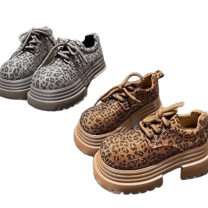 Damen Sneaker mit glitzerndem Leoparden-Design und robuster Sohle EB