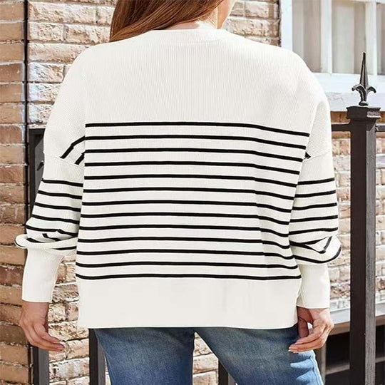 Damen gestreifter Sweatshirtpullover EB