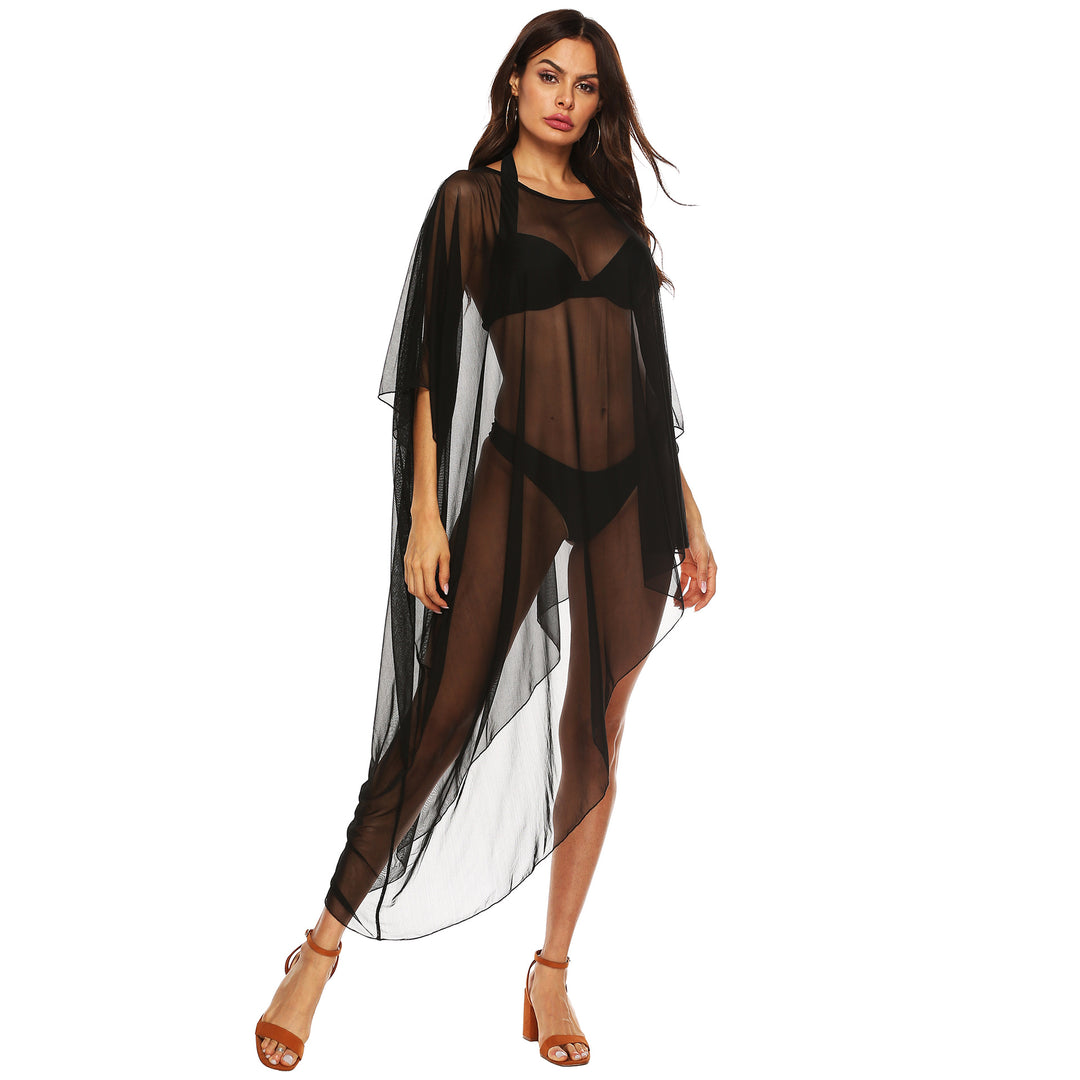 Damen transparenter Strandüberwurf mit eleganten Ärmeln EB