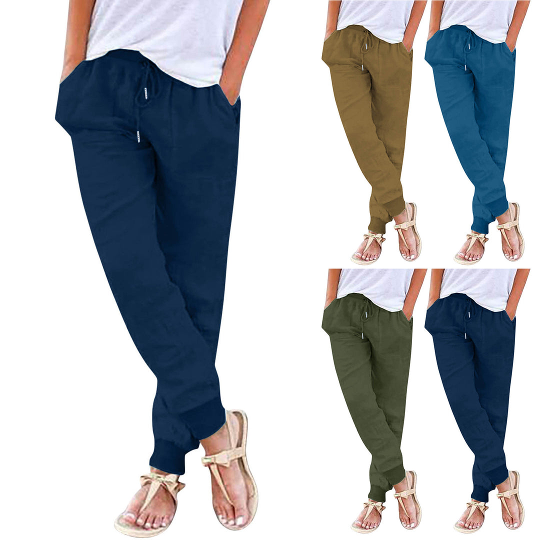 Damen bequeme Freizeithose mit elastischem Bund und praktischen Taschen EB