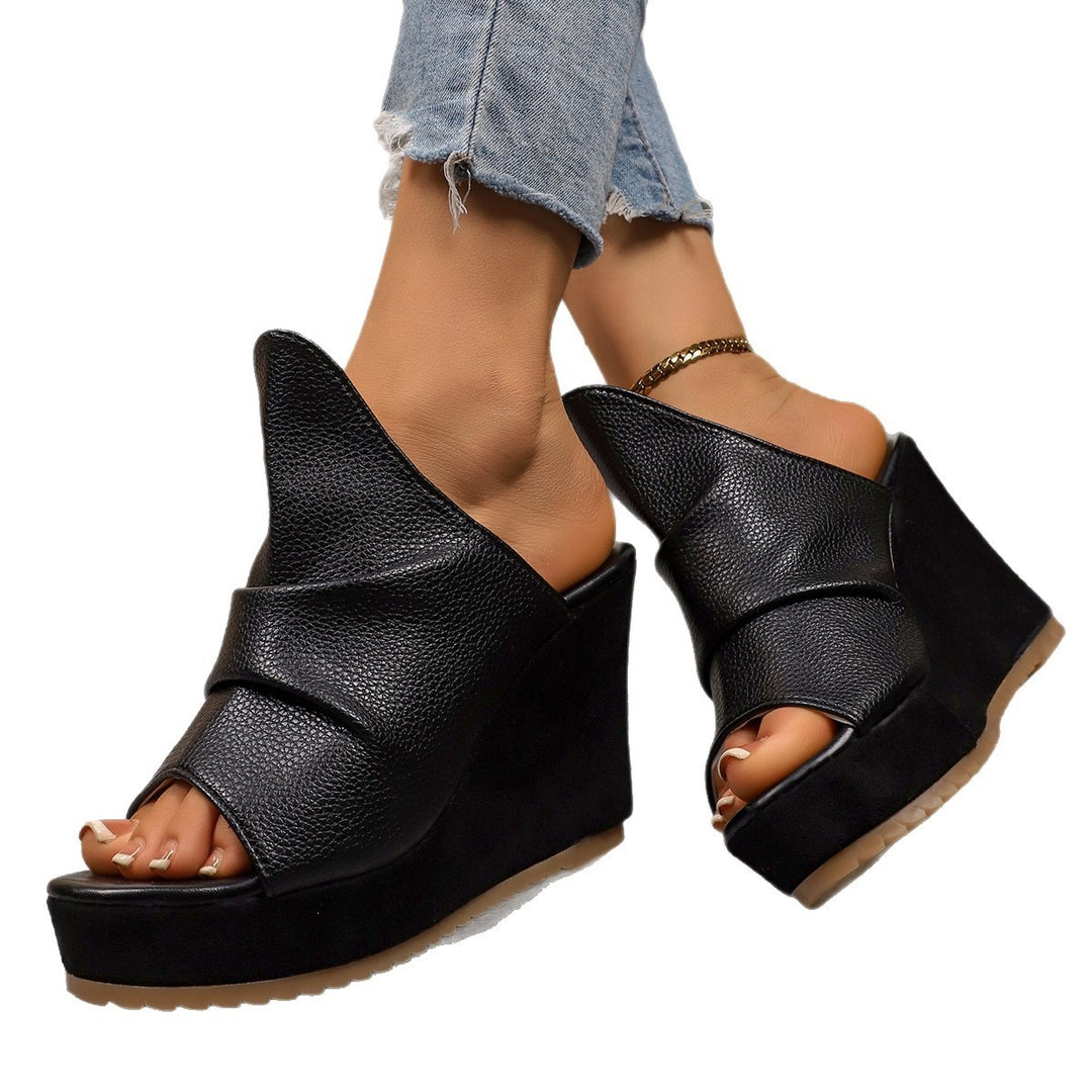 Damen Wedge-Pantoletten mit modischem Schnitt und offenem Zehenbereich EB