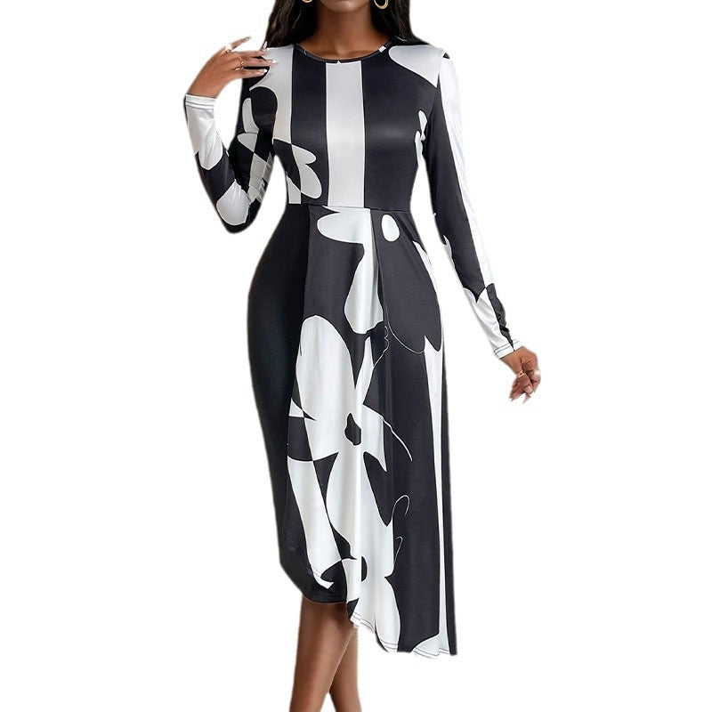 Damen Maxikleid mit modernem Grafikdesign und elegantem Schnitt EB