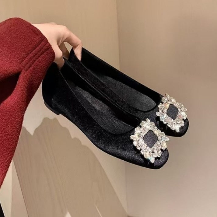 Damen Ballerinas mit dekorativem Strassdetail und hochwertiger Oberfläche EB