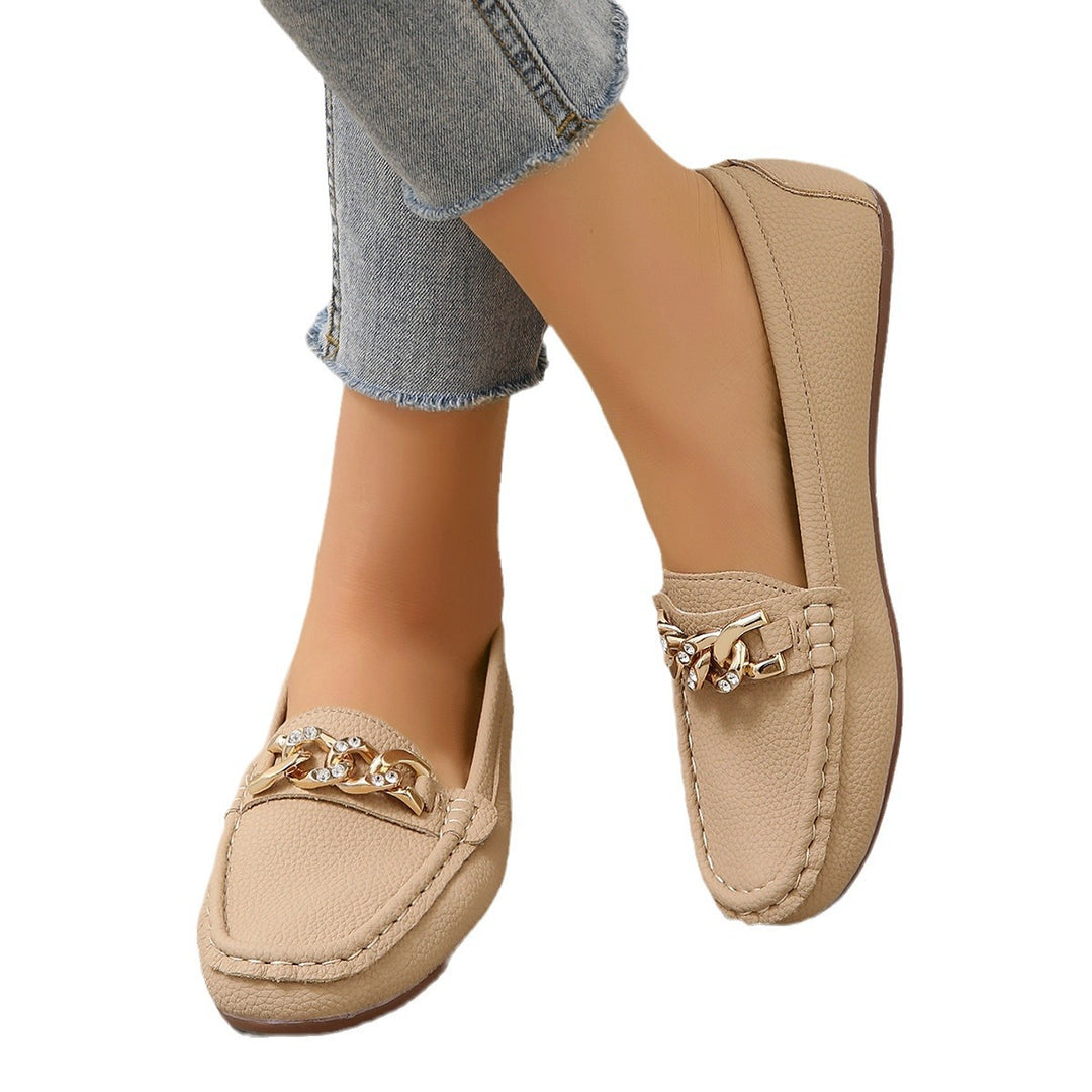 Damen Mokassins mit eleganter Kettenapplikation und komfortabler Laufsohle EB