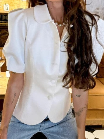 Damen Blazer mit Puffärmeln und klassischem Kragen EB