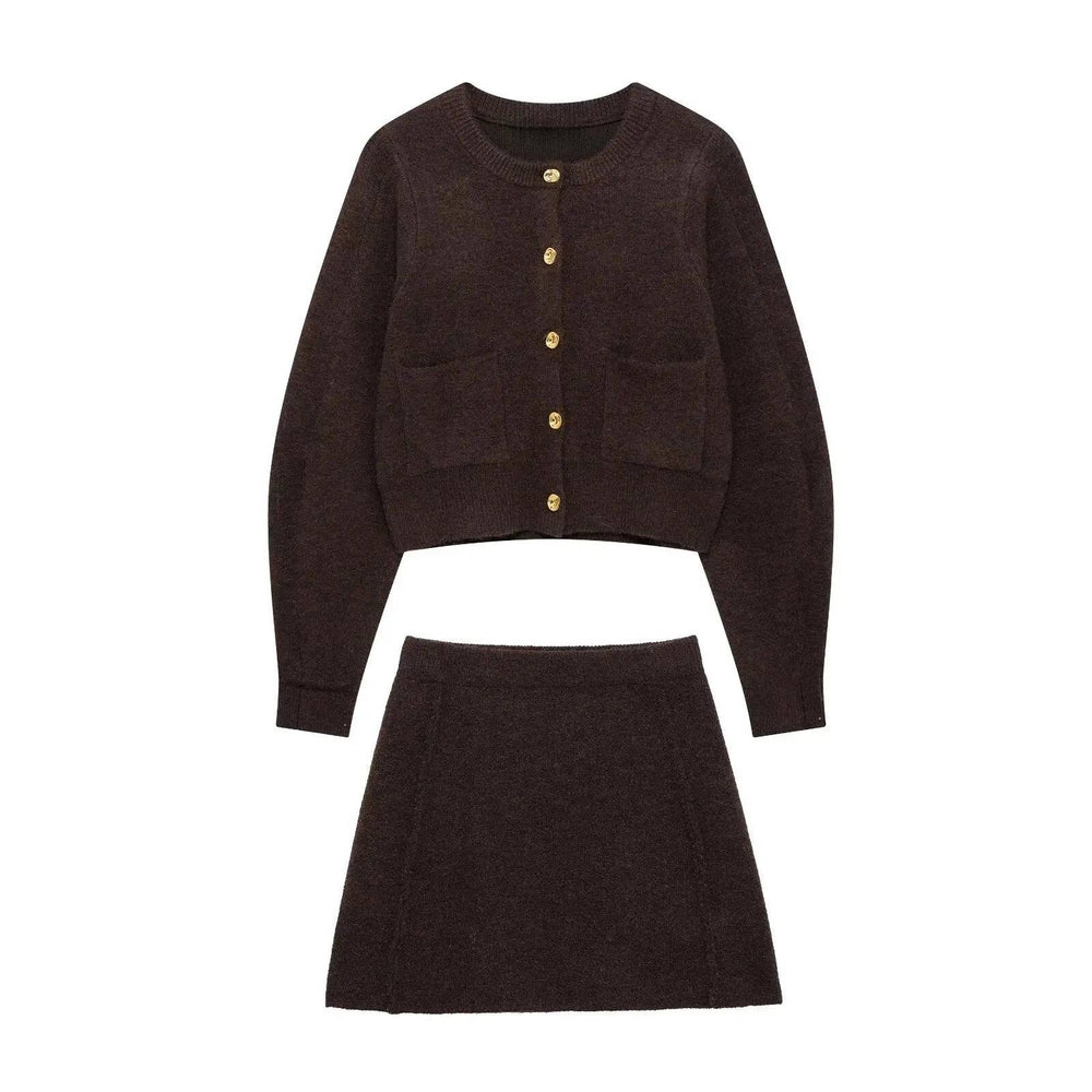 Damen eleganter, kurzer Strickrock mit hohem Bund und seitlichen Nähten EB