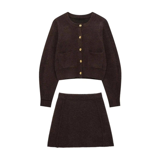 Damen eleganter, kurzer Strickrock mit hohem Bund und seitlichen Nähten EB