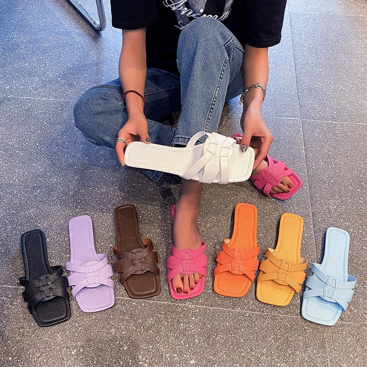 Damen stylische Riemchen-Pantoletten mit komfortabler Sohle EB
