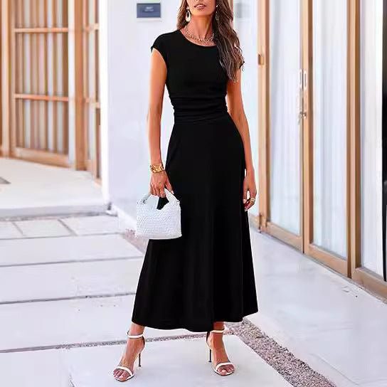 Damen Midi-Kleid mit hohem Taillenbund EB