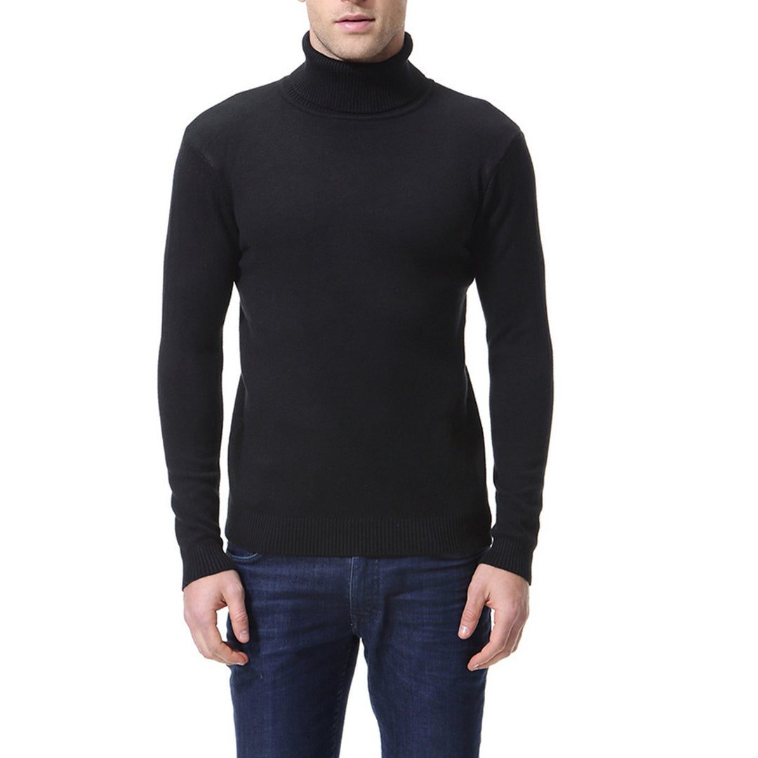 Herren nan schlanker Feinstrick-Rollkragenpullover aus Merino-Baumwollmix mit Rippenbündchen EB