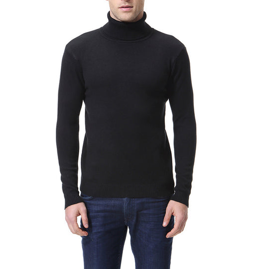 Herren nan schlanker Feinstrick-Rollkragenpullover aus Merino-Baumwollmix mit Rippenbündchen EB