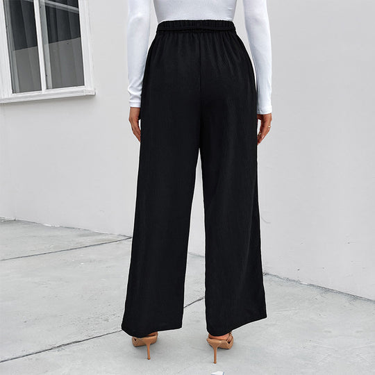 Damen elegante Palazzo-Hose mit hohem Bund und Bindegürtel EB