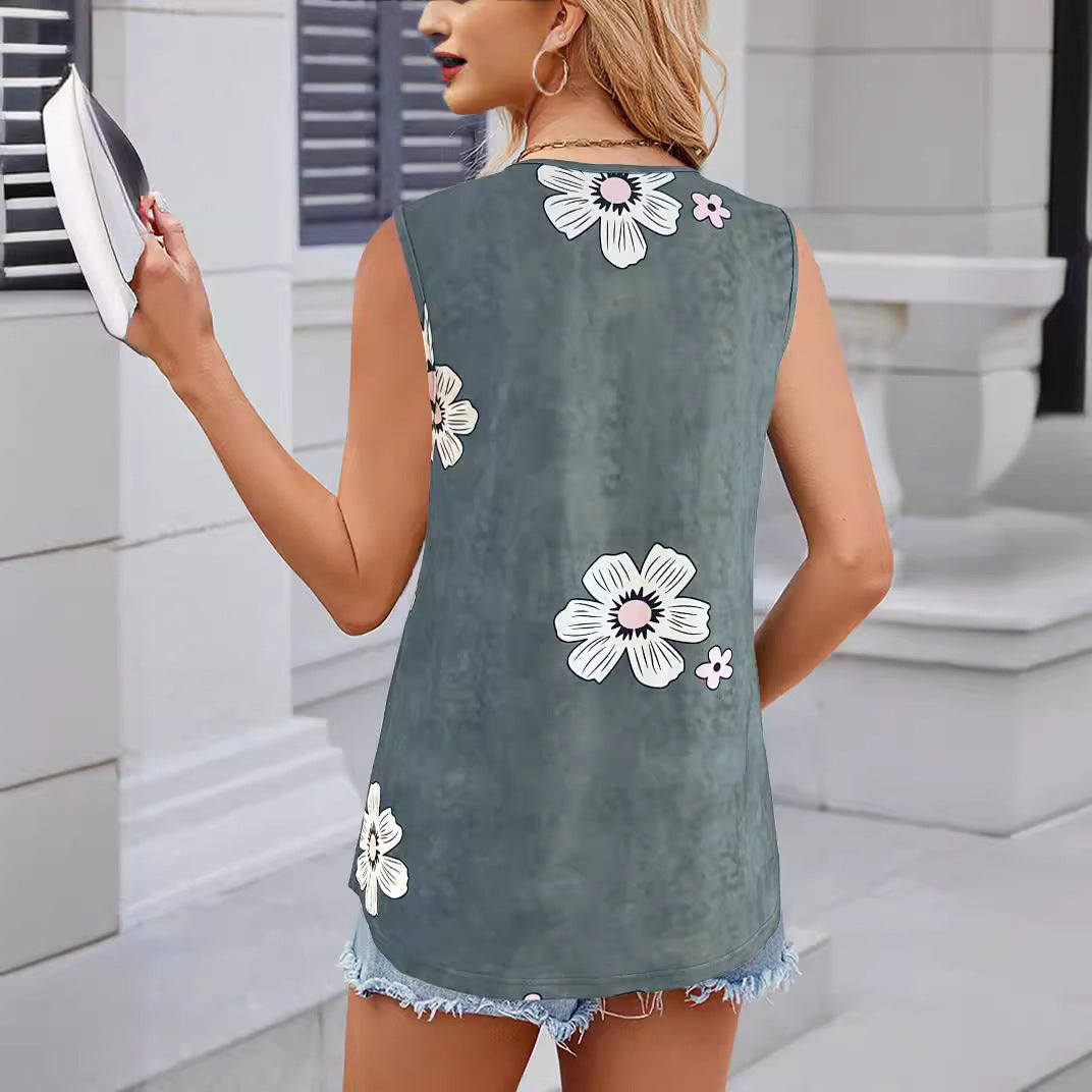 Damen Modische Blumenmuster Bluse EB
