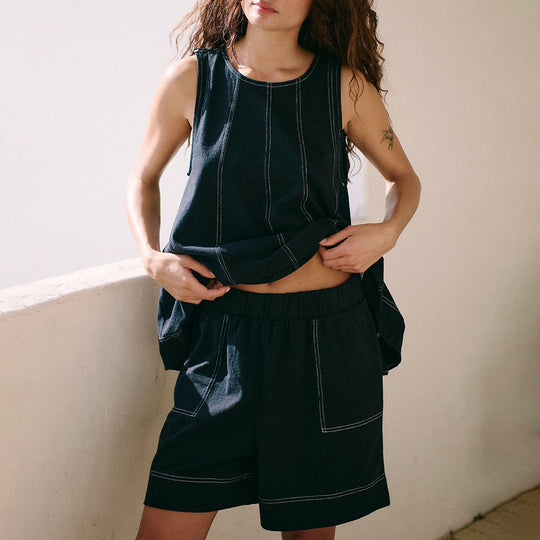 Damen lässiges Top und Shorts Set mit weitem Schnitt EB