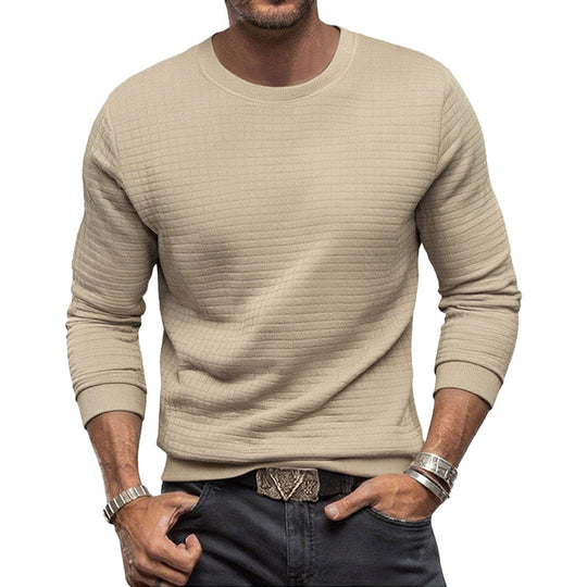 Herren nan strukturiertes Rundhals-Sweatshirt aus gesteppter Baumwollmischung EB