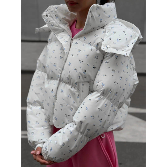 Damen gefütterte Blumensteppjacke im modernen Schnitt EB