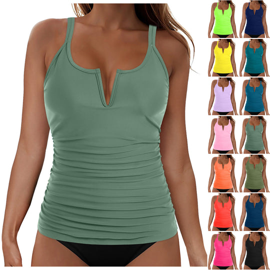 Damen Tankini-Oberteil mit figurumspielendem Design und tiefem V-Ausschnitt EB