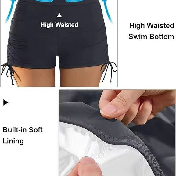 Damen Figurschmeichelnde Badeshorts mit Raffung und Seitenschnürung EB