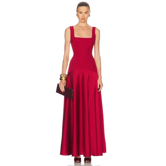 Damen Elegantes Maxikleid mit taillierter Passform und fließendem Rock EB