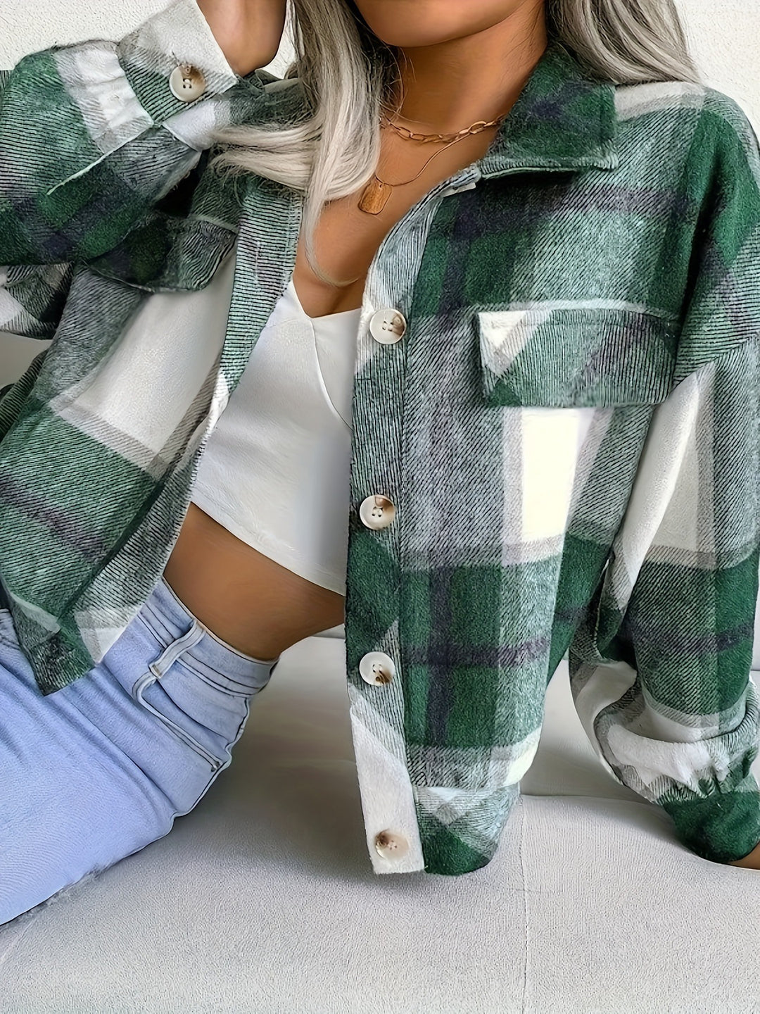 Damen karierte Hemdjacke EB