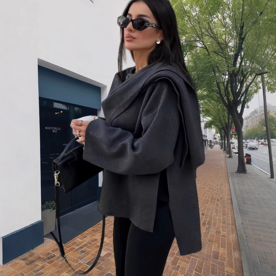 Damen elegante und gemütliche Capejacke EB