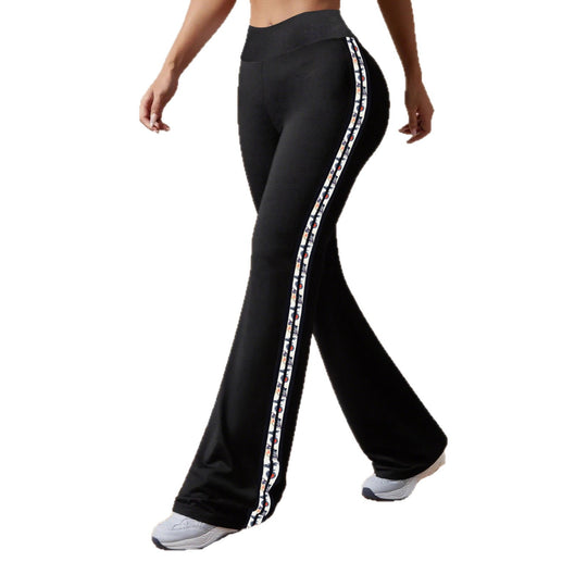 Damen Sportliche Flared-Leggings mit kontrastierenden Seitenstreifen EB