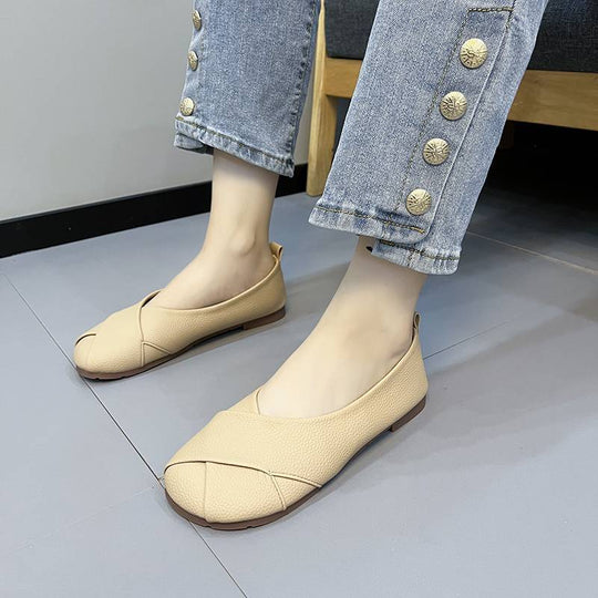 Damen Ballerinas mit modischem Kreuz-Design und bequemem Fußbett EB