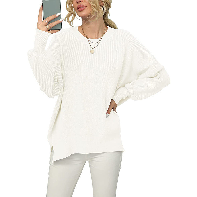 Damen lockerer Strickpullover mit weitem Schnitt EB