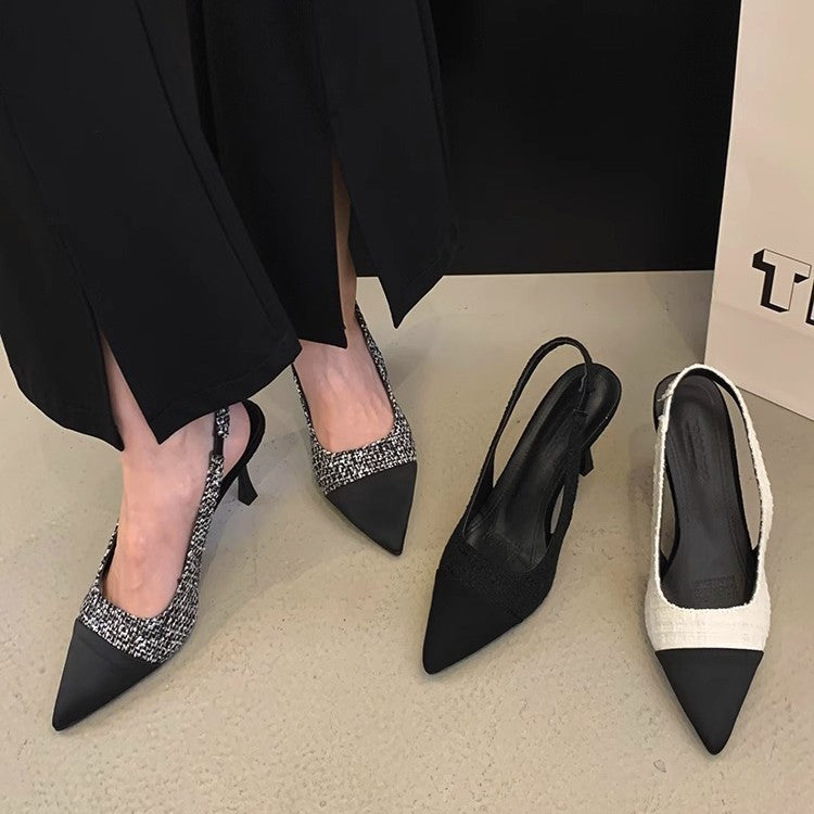 Damen Slingback Pumps mit elegantem Tweed-Design EB