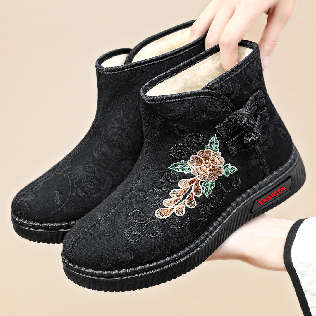 Damen Elegante und modische Stiefeletten mit kunstvoller Bestickung EB