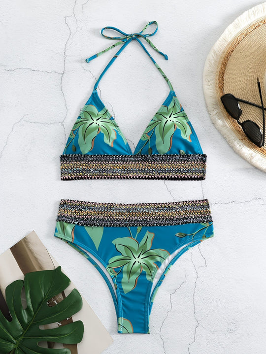 Damen Triangel-Bikini mit floralem Muster und komfortablem Tragekomfort EB