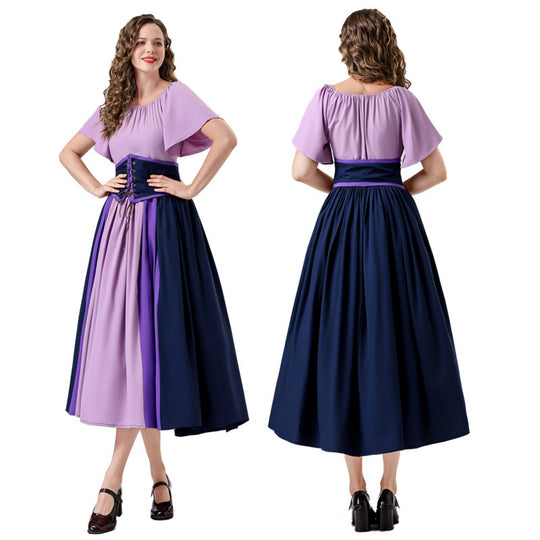 Damen Elegantes Maxikleid mit taillierter Schnürung und luftigen Ärmeln EB