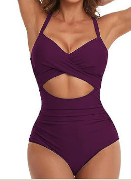 Damen Cut-Out Badeanzug mit Kreuzgurt EB