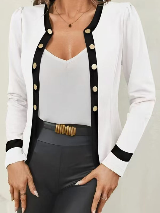 Damen elegante Blazerjacke mit kontrastierenden Knöpfen EB