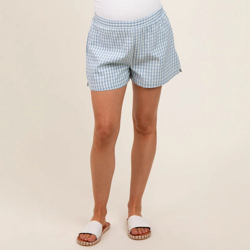 Damen lässige Karoshorts mit elastischem Bund und seitlichen Eingrifftaschen EB