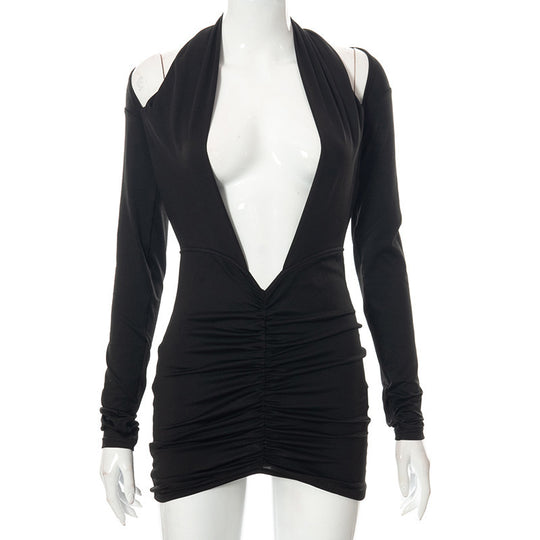 Damen Wickelkleid mit tiefem V-Ausschnitt und Raffungen EB