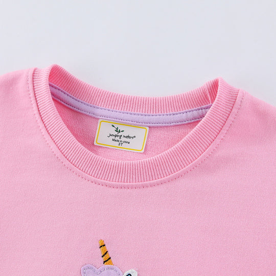 Mädchen Sweatshirt mit niedlichem Einhorn- und Blumen-Design EB