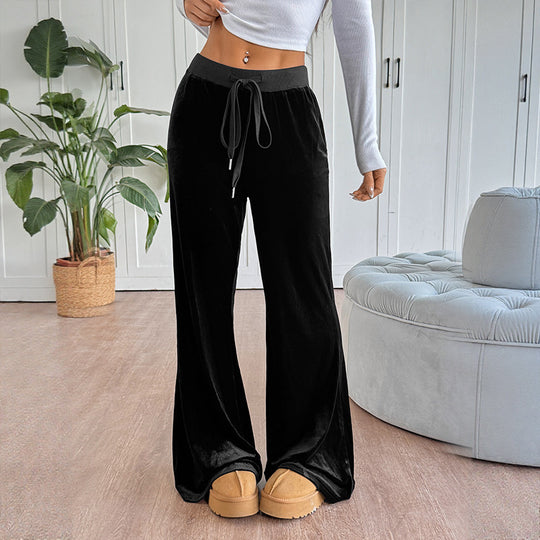 Damen bequem geschnittene Lounge-Hose aus weichem Samt EB