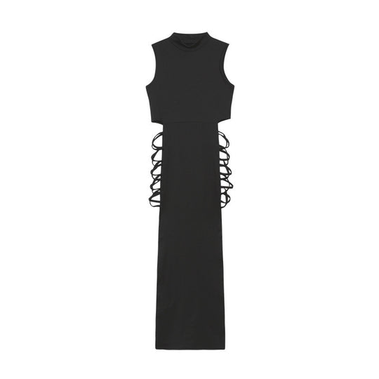 Damen Langärmliges Maxi-Kleid mit raffinierten Cut-Outs und Schnürdetails EB