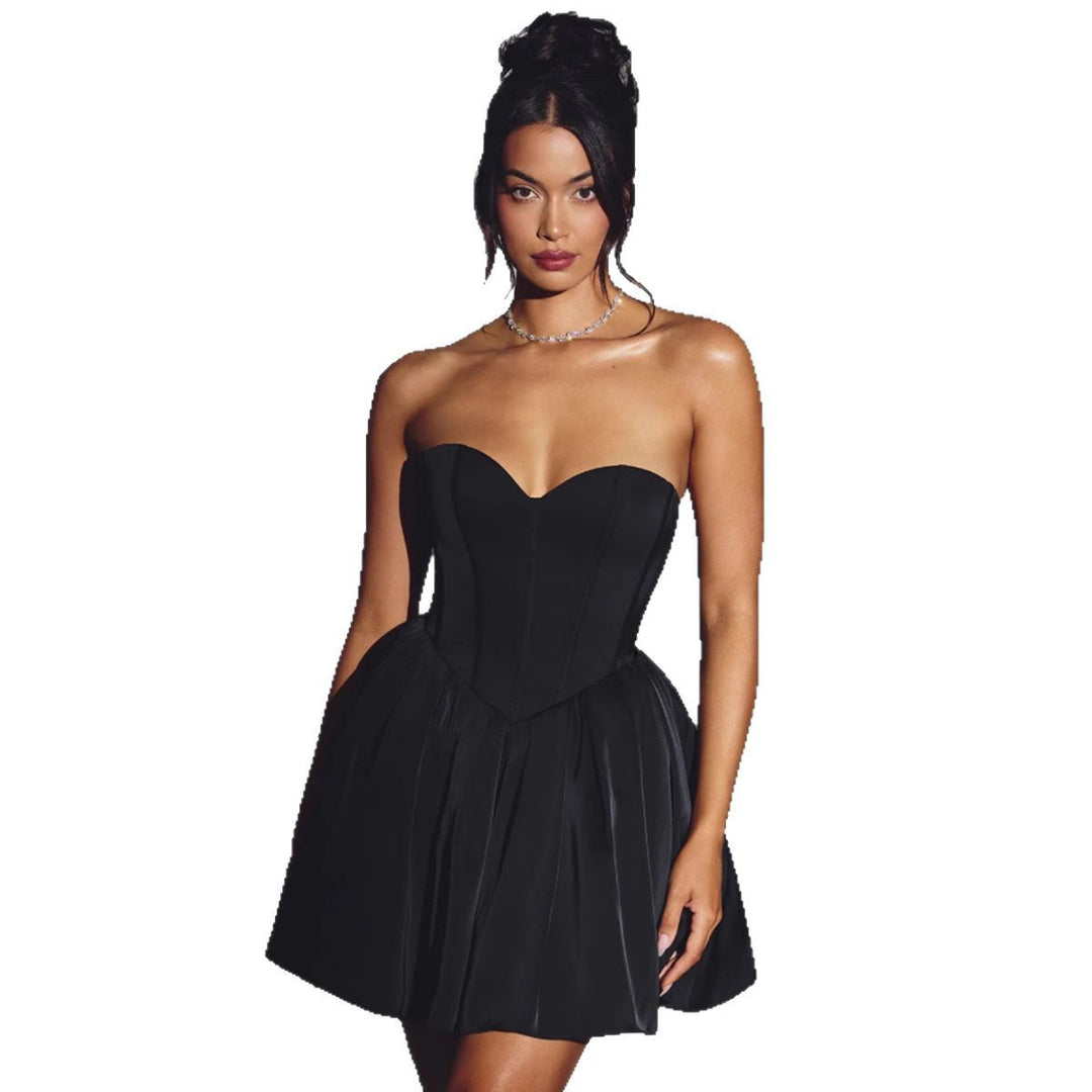 Damen Elegantes Taillen-Bustierkleid mit schwingendem Rock EB