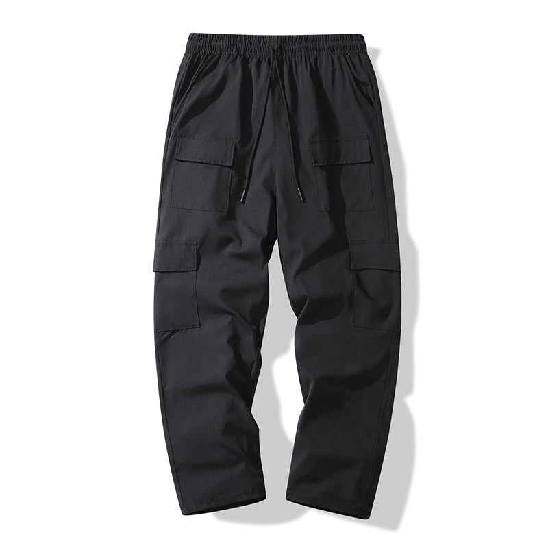 Herren Cargo-Freizeithose mit elastischem Bund, Tunnelzug und Mehrfach-Klappentaschen EB